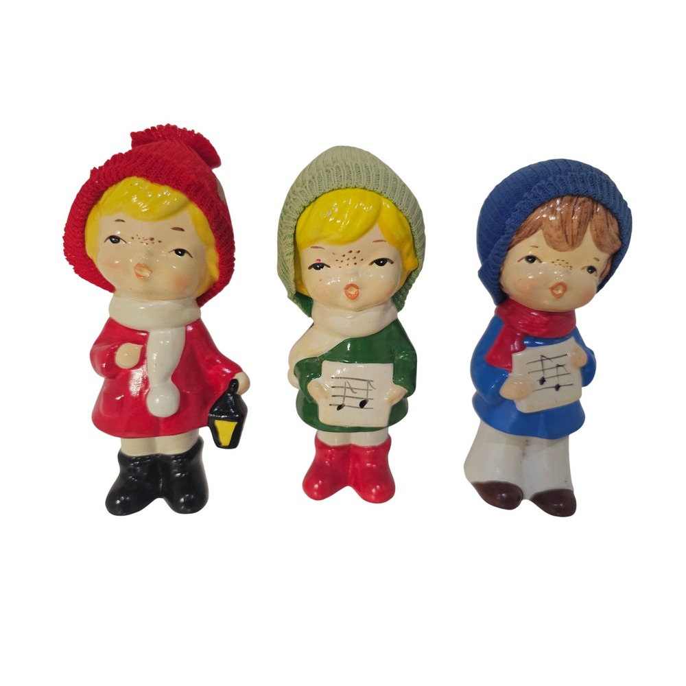 Vintage Napco Caroler Children Figurines‎ Set Ceramic Japan Musical Set of 3